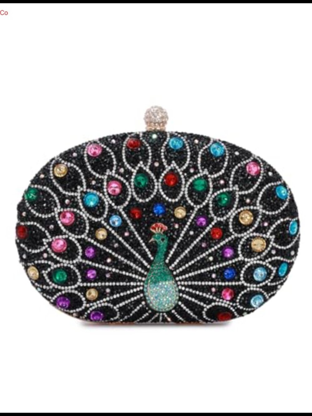 Oweisong Beaded Crystal Clutch Purse Peacock Evening Bag Formal Wedding